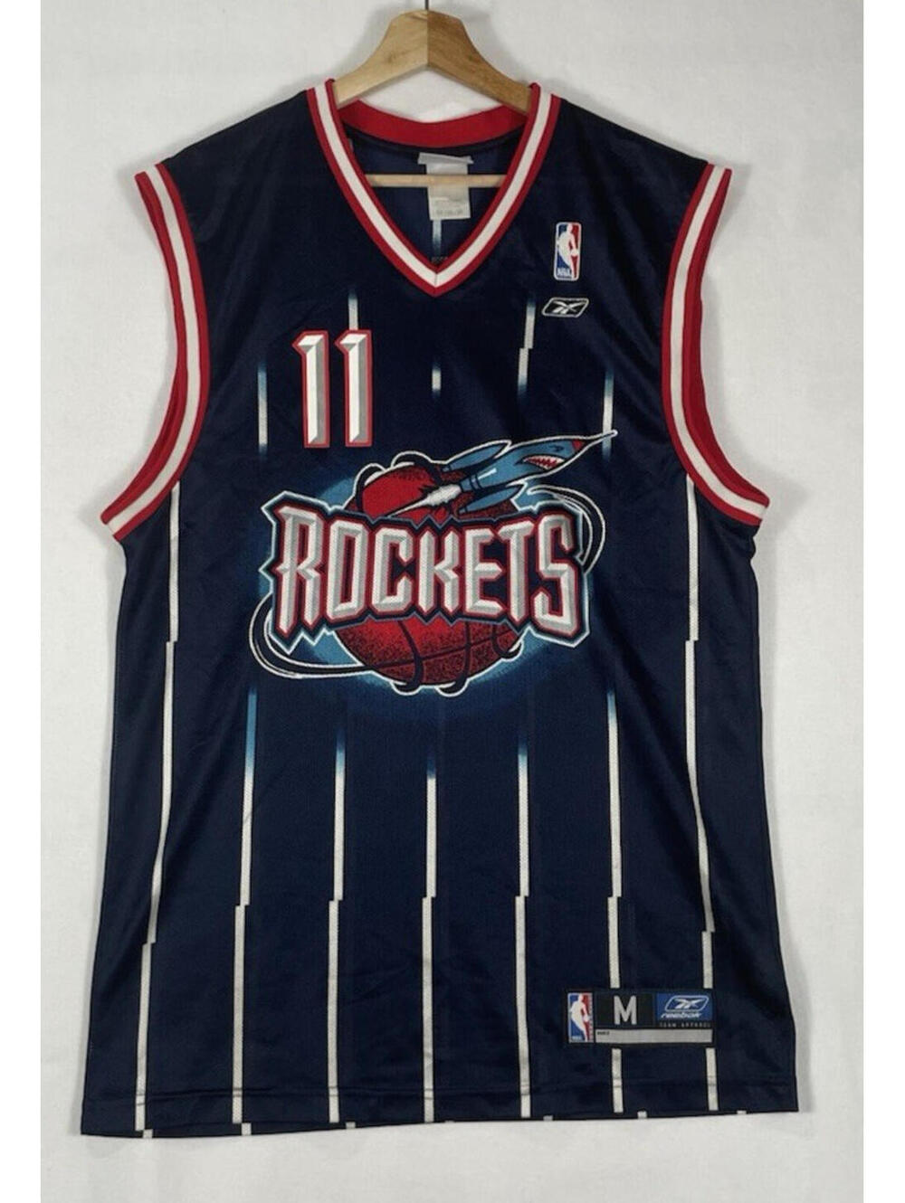 Vtg Reebok NBA Yao Ming Houston Rockets Throwback Basketball Jersey Navy Sz M